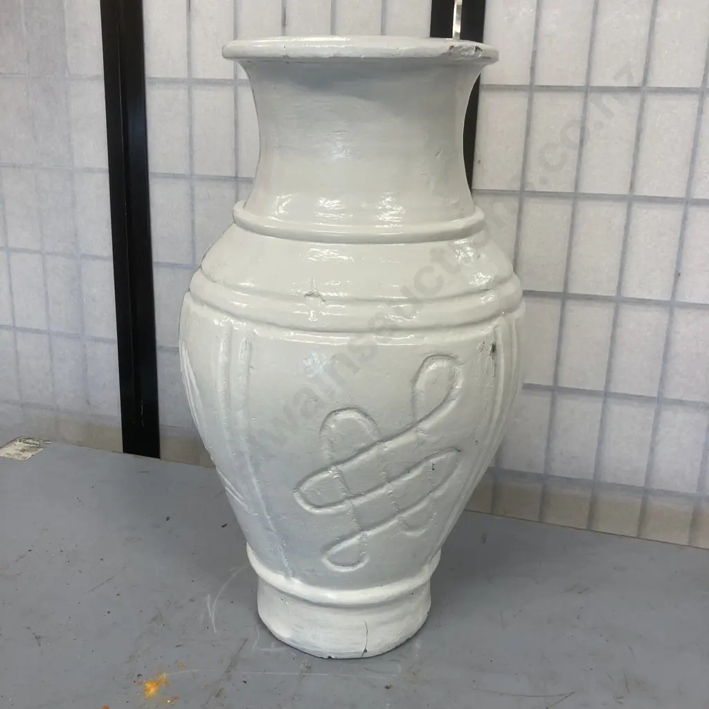 White Painted Vintage Terracotta Garden Urn, 53 x 30cm Image 1++