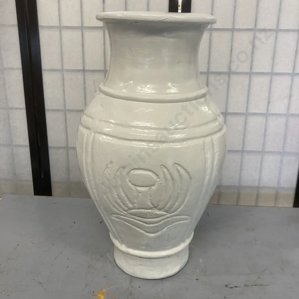 White Painted Vintage Terracotta Garden Urn, 53 x 30cm Image 1++