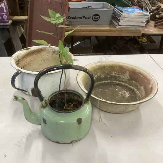Lot of 3 Enamelware Items