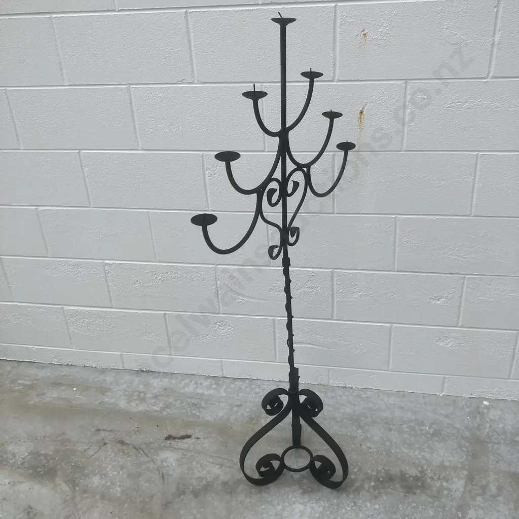 Black Wrought Iron 7 Candle Candleabra, H130cm Image 1++