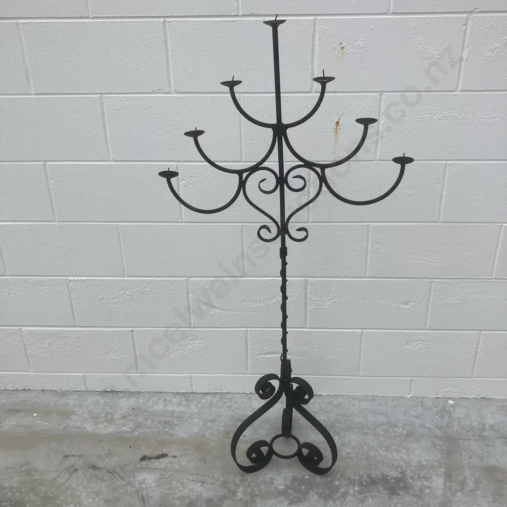 Black Wrought Iron 7 Candle Candleabra, H130cm Image 1++