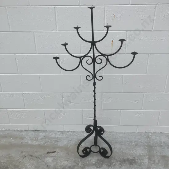 Black Wrought Iron 7 Candle Candleabra, H130cm
