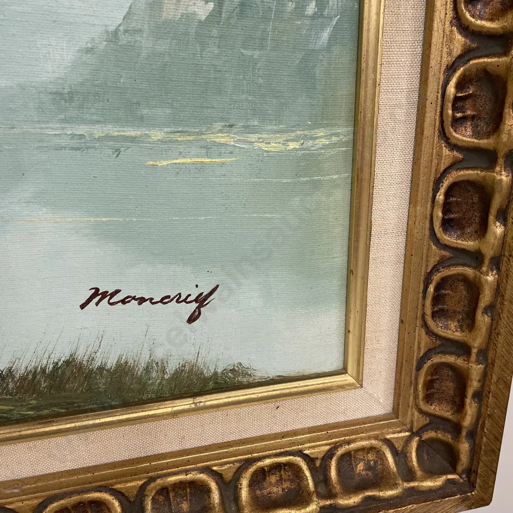 Original Artwork signed by Moncrief. Ornate Gilded frame. 89 x 51cm Image 1++