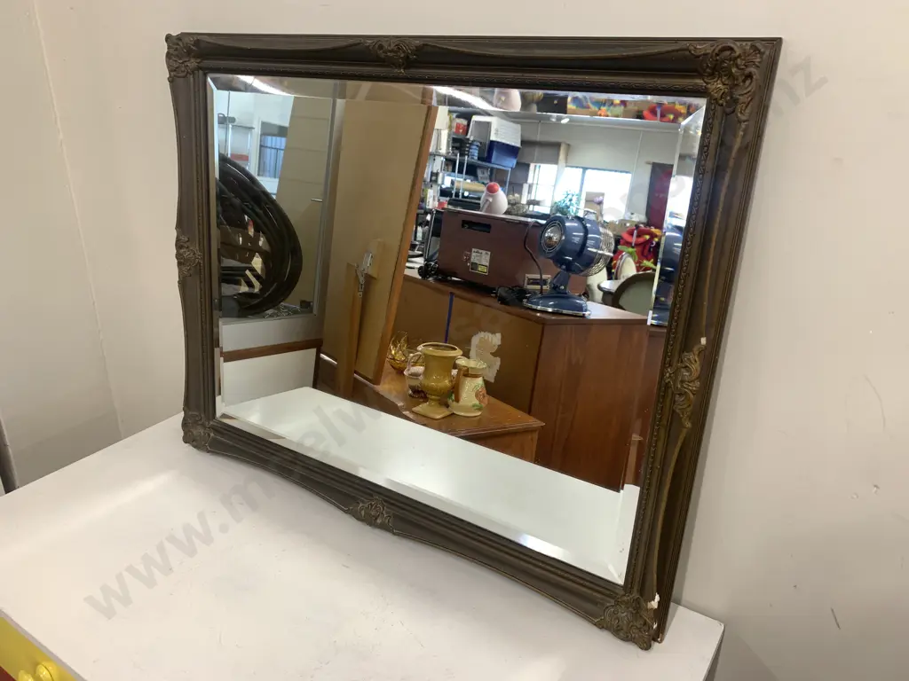 Vintage Rectangular Bevelled Edge Ornate Mirror (af) To Frame Image 1++