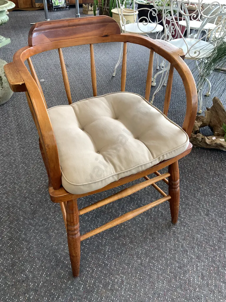 Antique Captains Chair With Beige Squab Image 1++