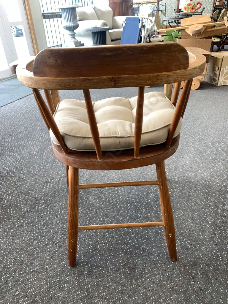 Antique Captains Chair With Beige Squab Image 1++