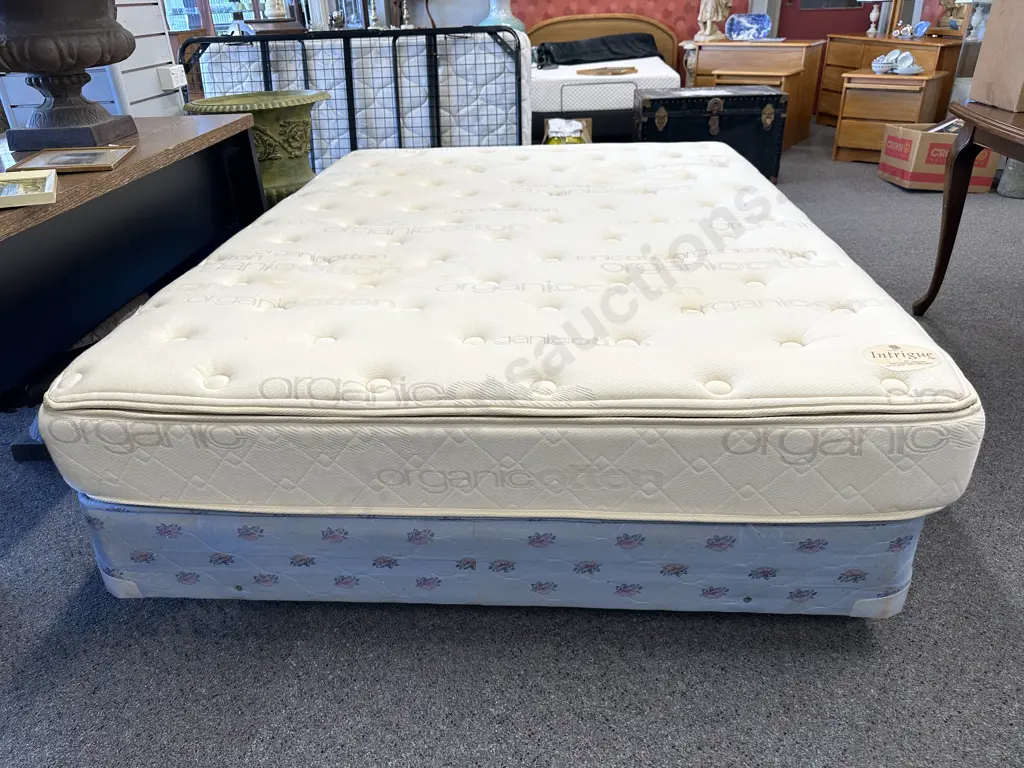 Queen Size Bed Base With Organic Cotton Intrique Firm Mattress & Protector (as found condition) Image 1++