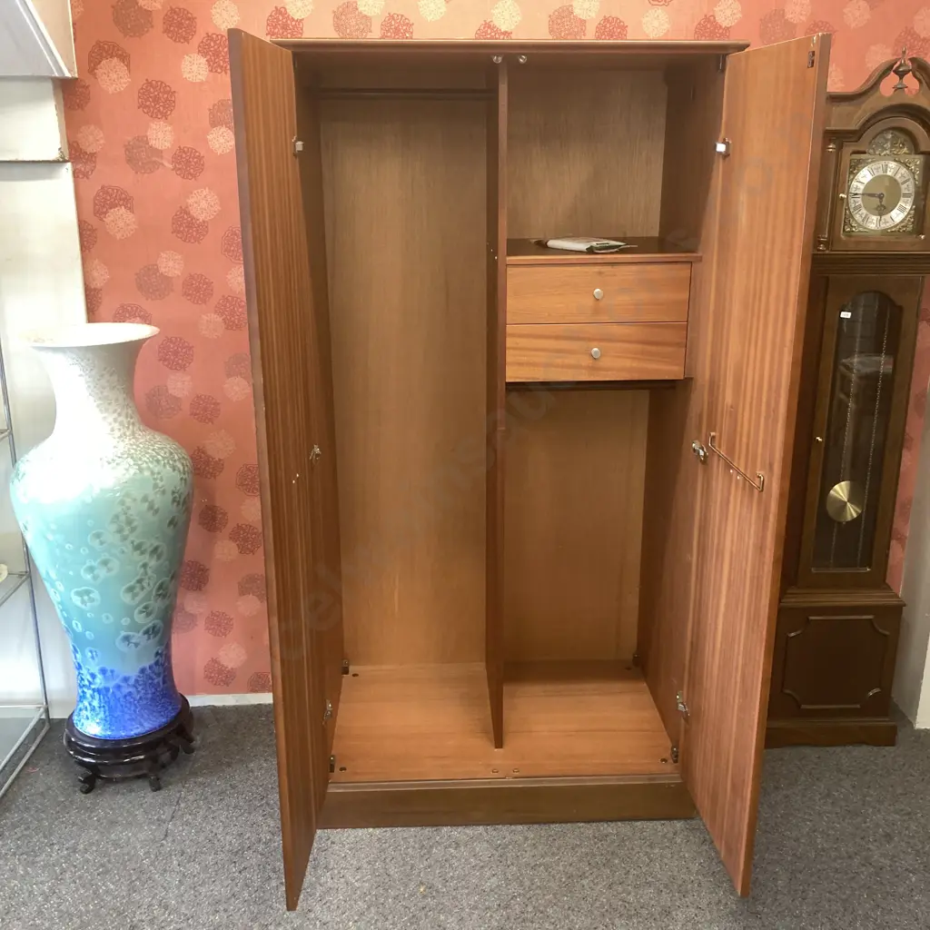 Mid Century G Plan Double Door Wardrobe, H179 W93 D59cm Image 1++