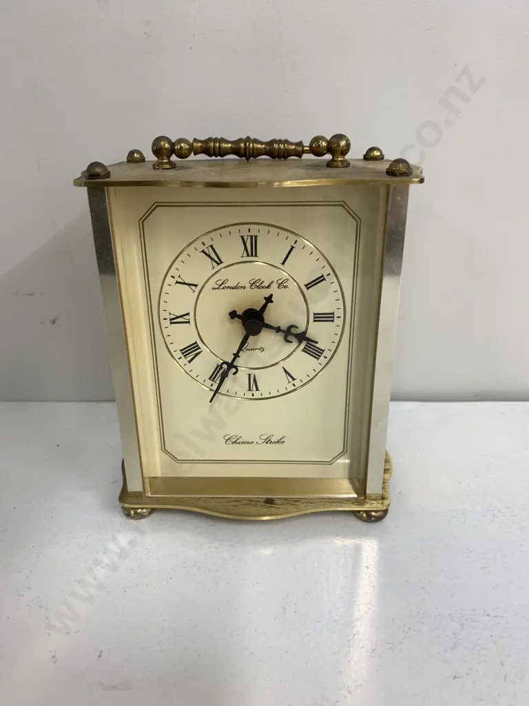 London Clock Company Quartz Carriage Clock Gold Tone Roman Numerials Image 1++