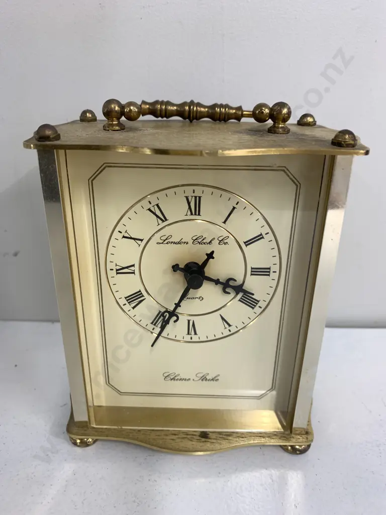 London Clock Company Quartz Carriage Clock Gold Tone Roman Numerials Image 1++