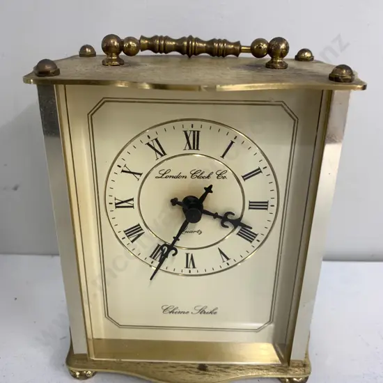 London Clock Company Quartz Carriage Clock Gold Tone Roman Numerials