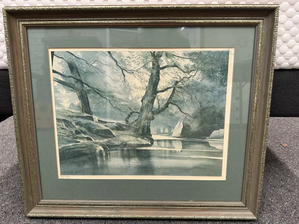 Framed Artwork by R.Bolton Titled 'On The Wye' 51 x 60cm Image 1++