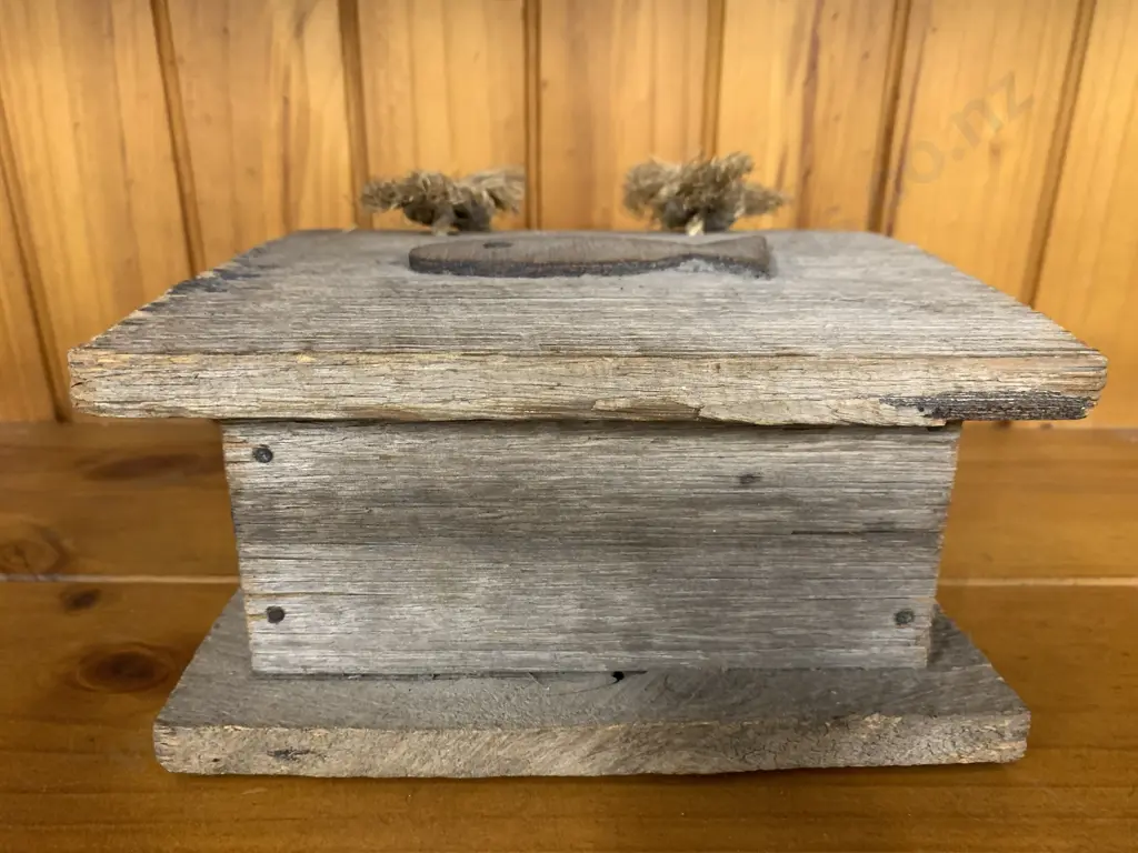 Vintage Wooden Storage Box With Fish Detail Image 1++