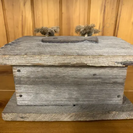 Vintage Wooden Storage Box With Fish Detail