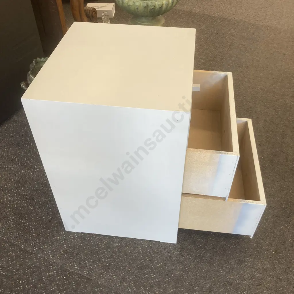 Painted White 3 Drawer Bedside Cabinet, H58 W42.5 D39.5cm Image 1++