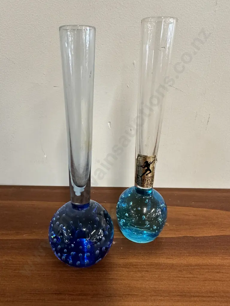 Vintage Bubble Bud Vases Blue & Aqua H16cm Image 1++
