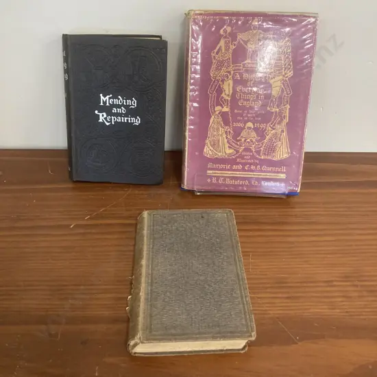Lot of 3 Books Mending & Repairing, CG Leland,1896, Curiosities Of History, 1857, History Of Everyday Things