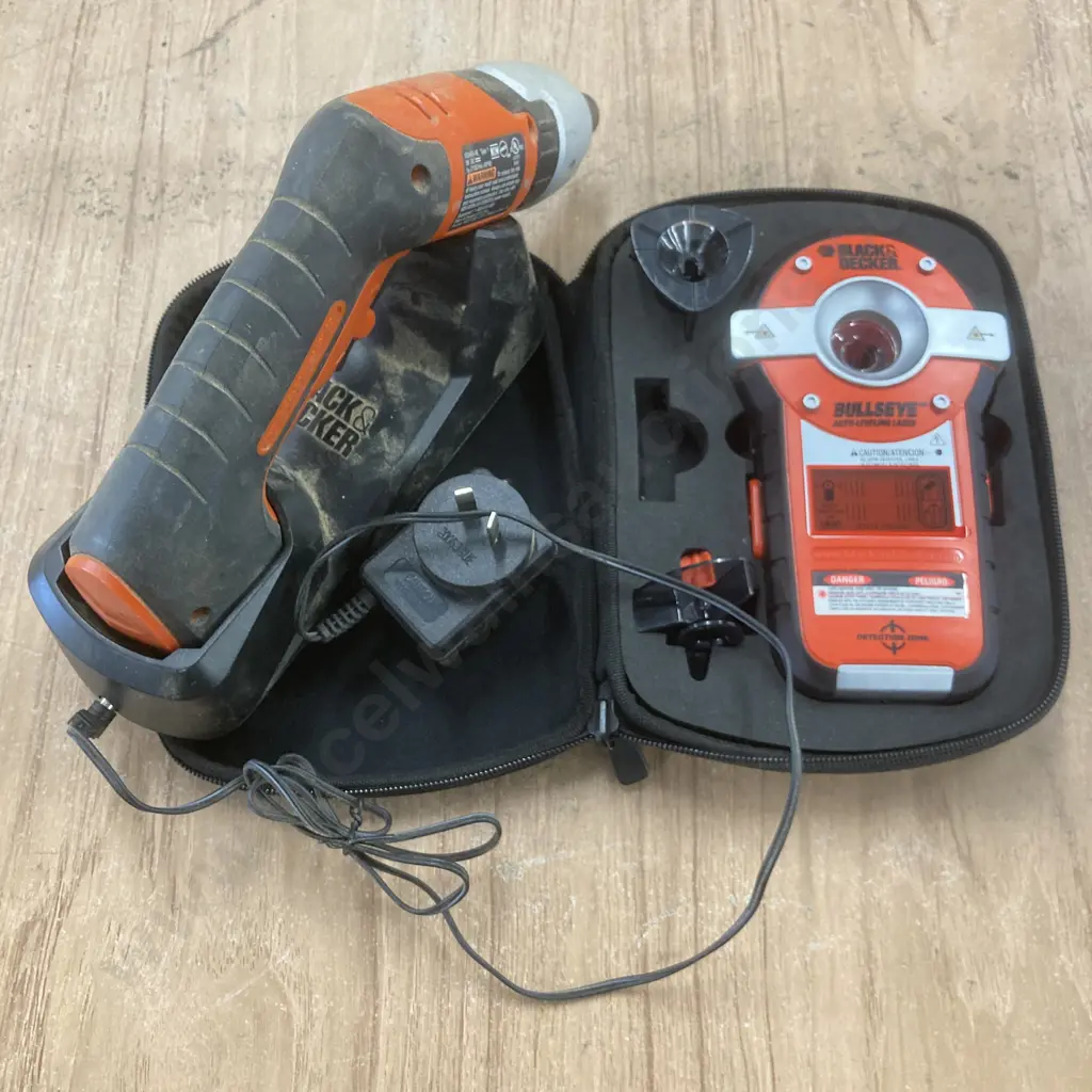 Black & Decker Power Driver & Bullseye Auto. Levelling Laser Image 1++