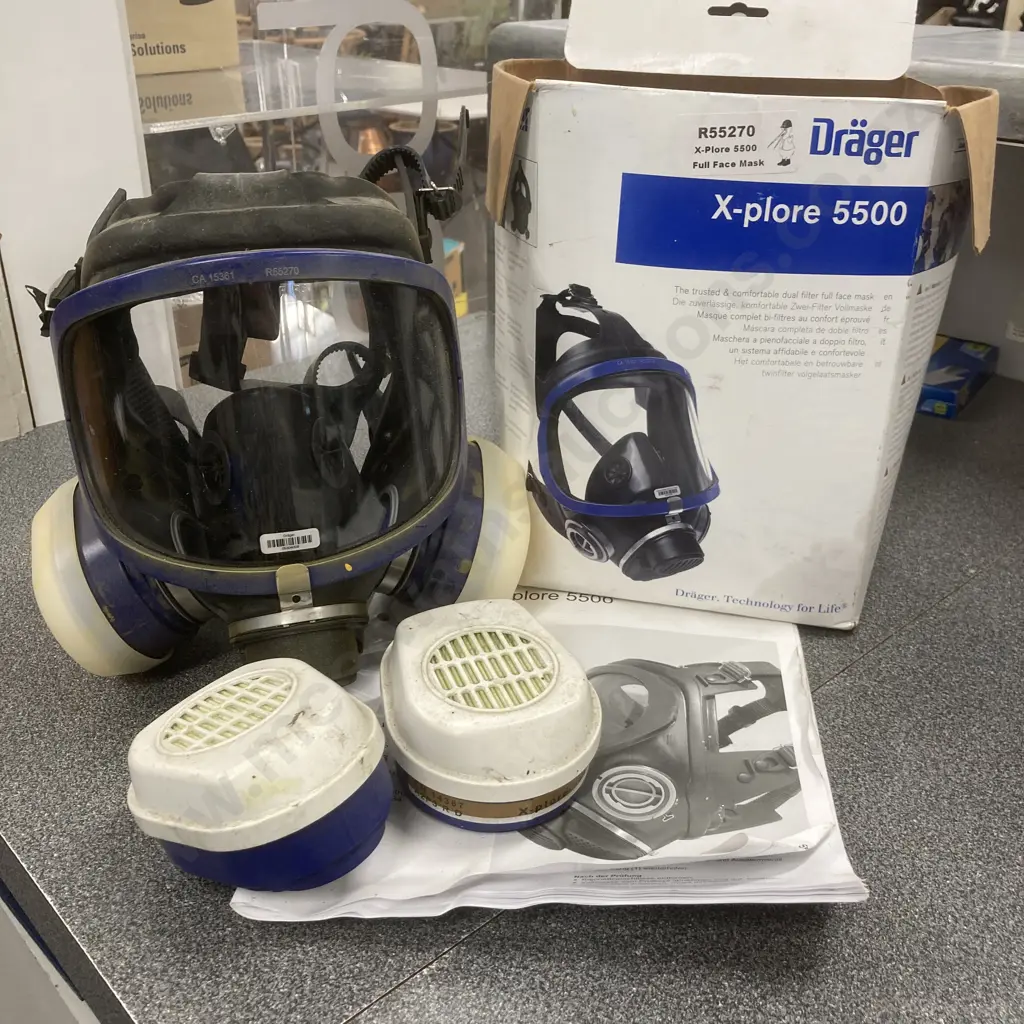Drager R55270 X-Plore 5500 Full Face Mask, Manual Etc Image 1++
