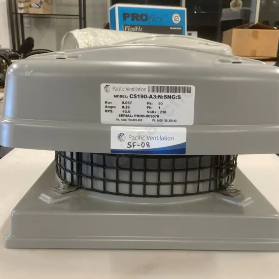 Pacific Ventilation CS Series Supply Air Roof Centrifugal Fan, Model CS190-A3:N:SNG:S