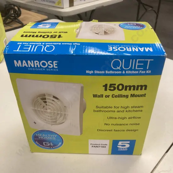 Manrose Quiet 150mm Wall/Ceiling Bathroom/Kitchen Fan