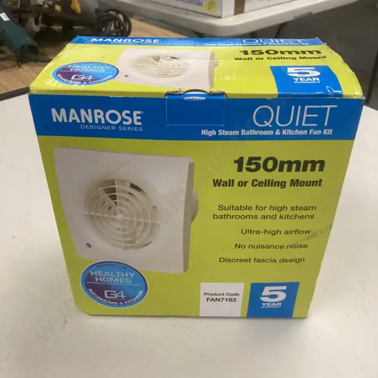 Manrose Quiet 150mm Wall/Ceiling Bathroom/Kitchen Fan