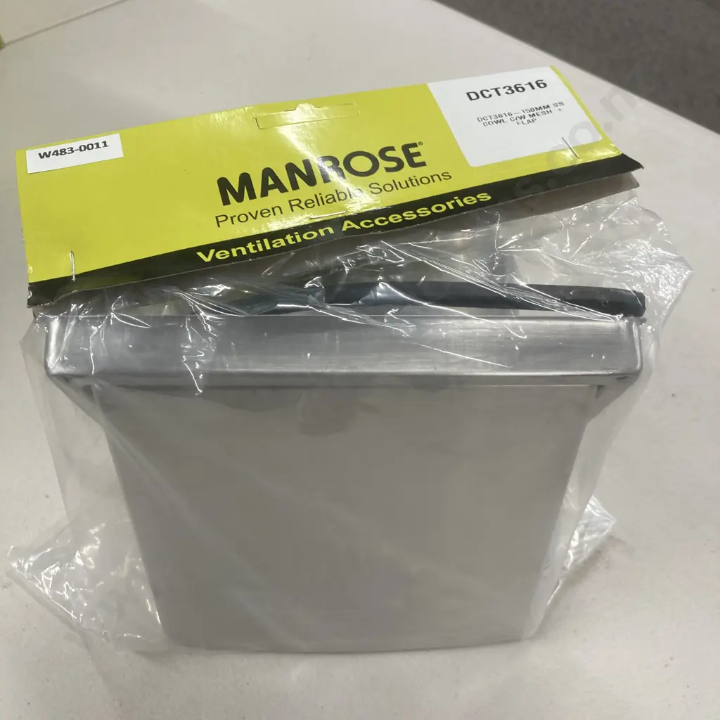 Manrose Weatherproof Cowl 150mm Stainless Steel With Mesh & Flap Image 1++