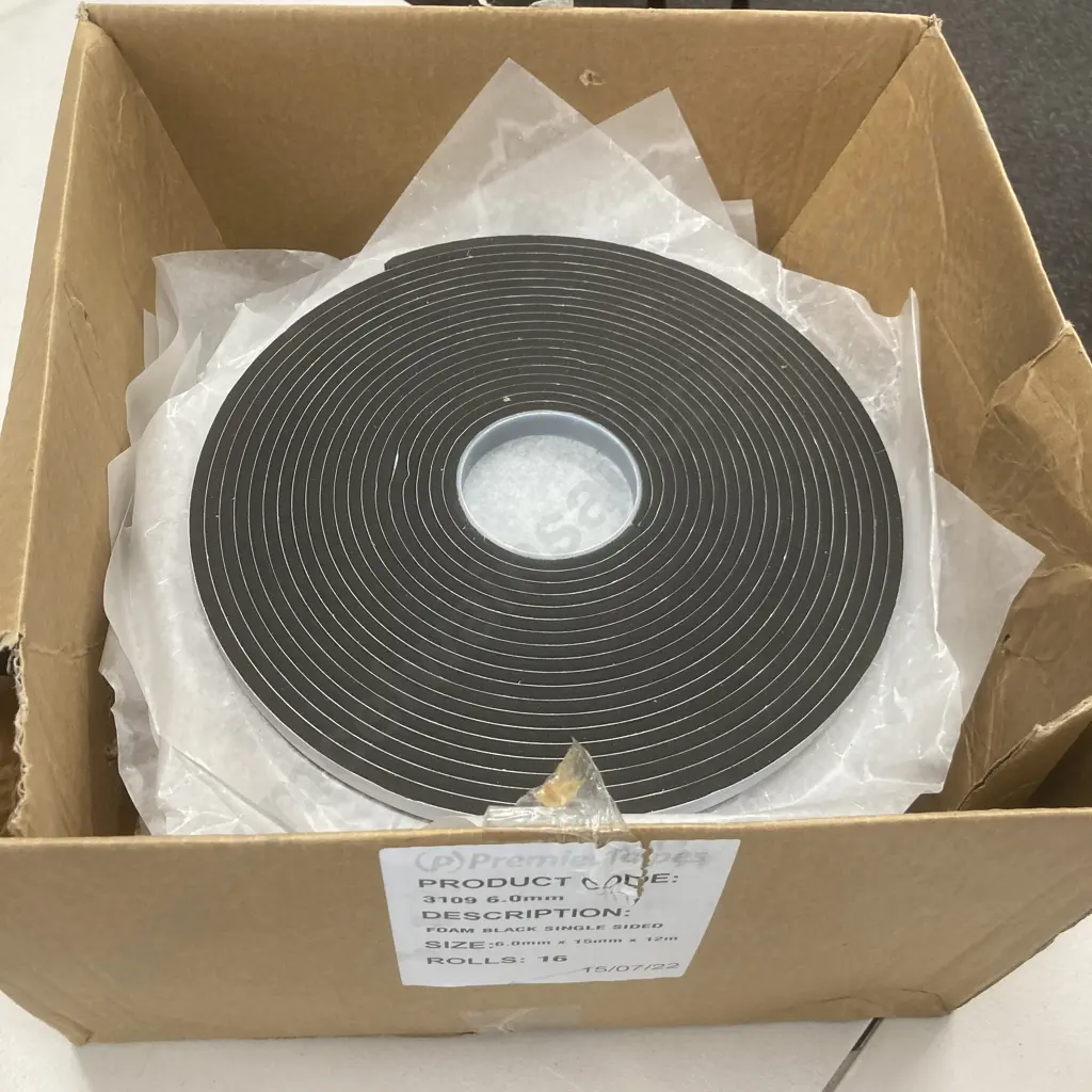 Lot of 9 Rolls of Foam Tape Black Single Sided 6.0mm x 15mm Image 1++