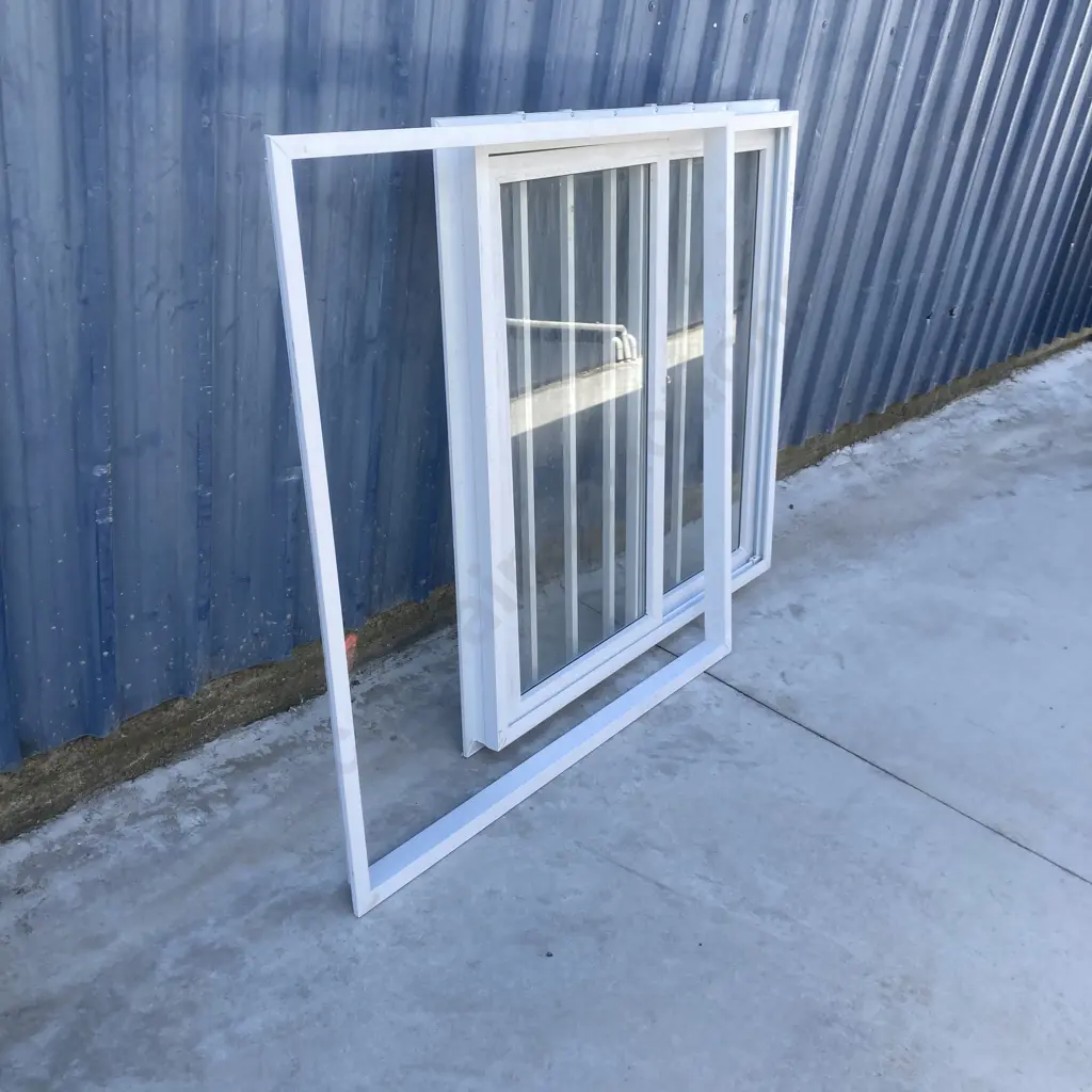 Glazed White PVC Sliding Window 1240 x 1240, With Catch & Security Bars, Inner Frame1193 x 1193, Other Frame1205 x 1200 Image 1++