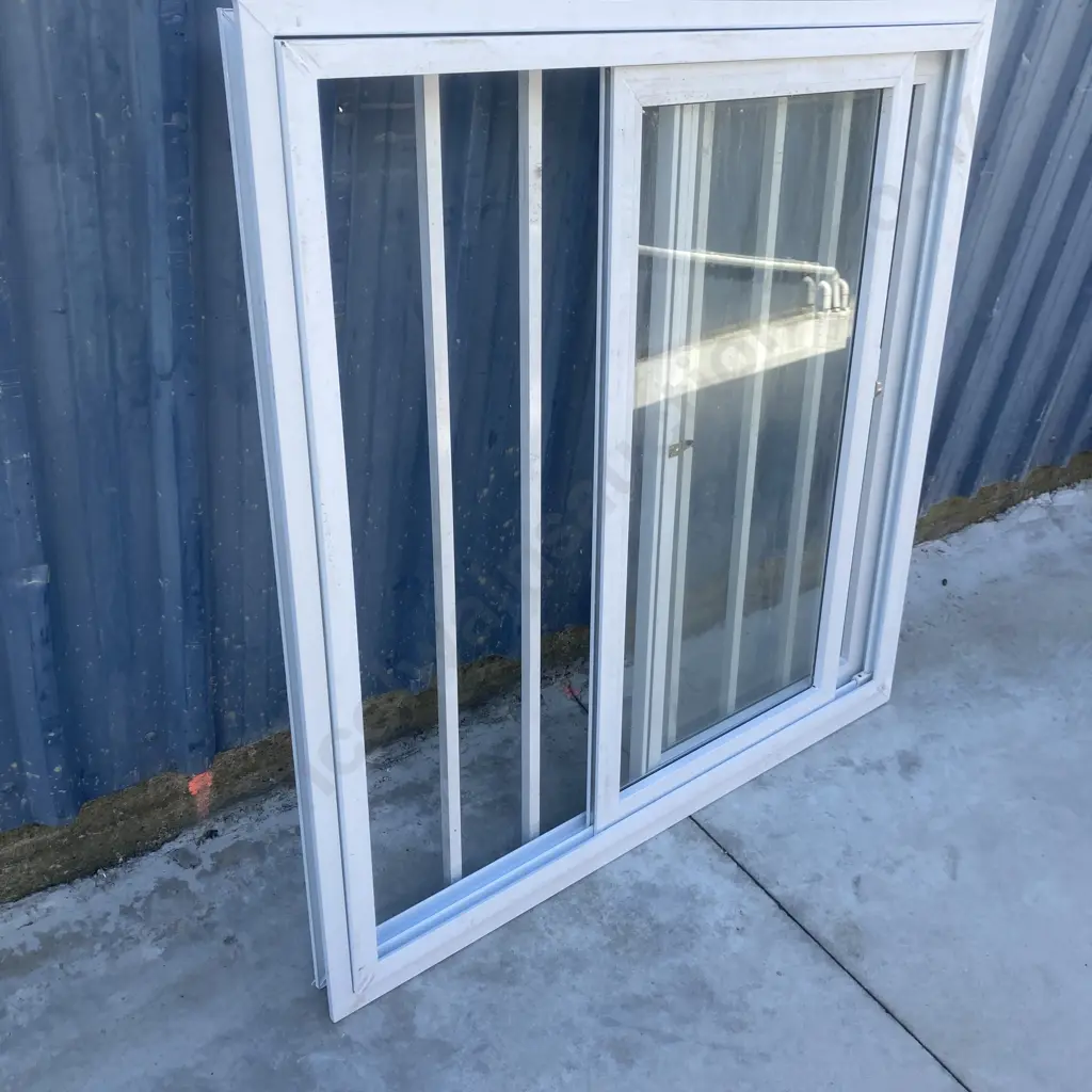 Glazed White PVC Sliding Window 1240 x 1240, With Catch & Security Bars, Inner Frame1193 x 1193, Other Frame1205 x 1200 Image 1++