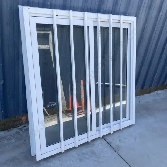 Glazed White PVC Sliding Window 1240 x 1240, With Catch & Security Bars, Inner Frame1193 x 1193, Other Frame1205 x 1200