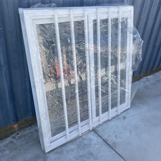 Glazed White PVC Sliding Window 1240 x 1240, With Catch & Security Bars, Inner Frame1193 x 1193, Other Frame1205 x 1200
