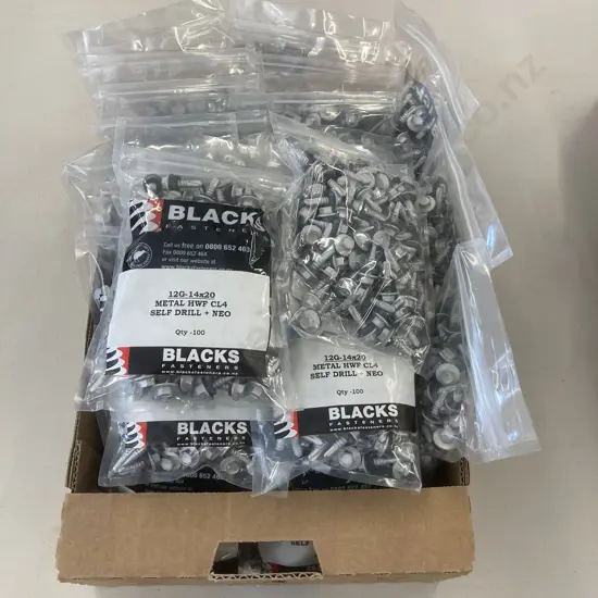 Blacks Fasteners 12G-14x20 Metal HWF CL4 Self Drill + Neo, 25 Packets of 100