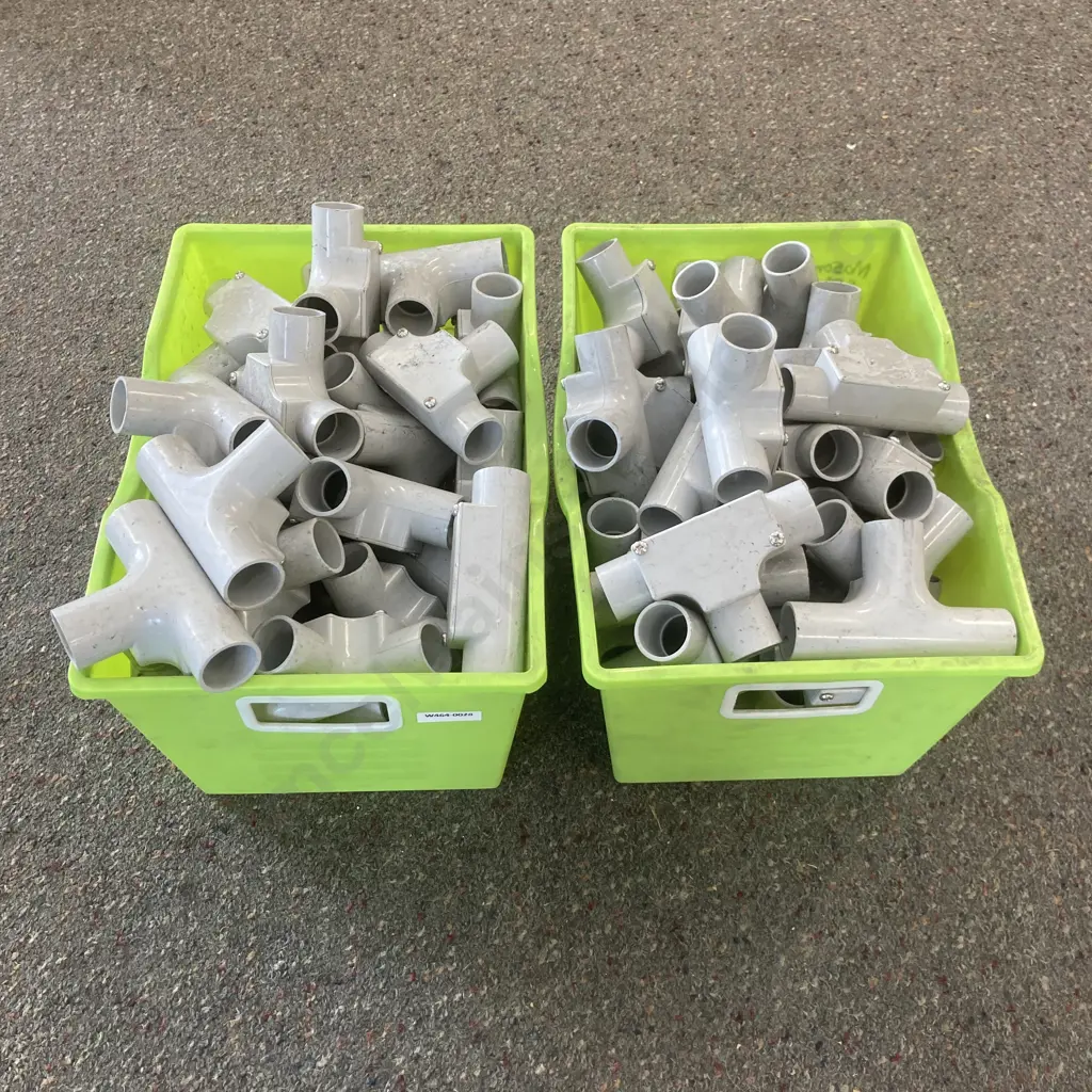 2 x Green Bins of PVC Inspection Tees Image 1++