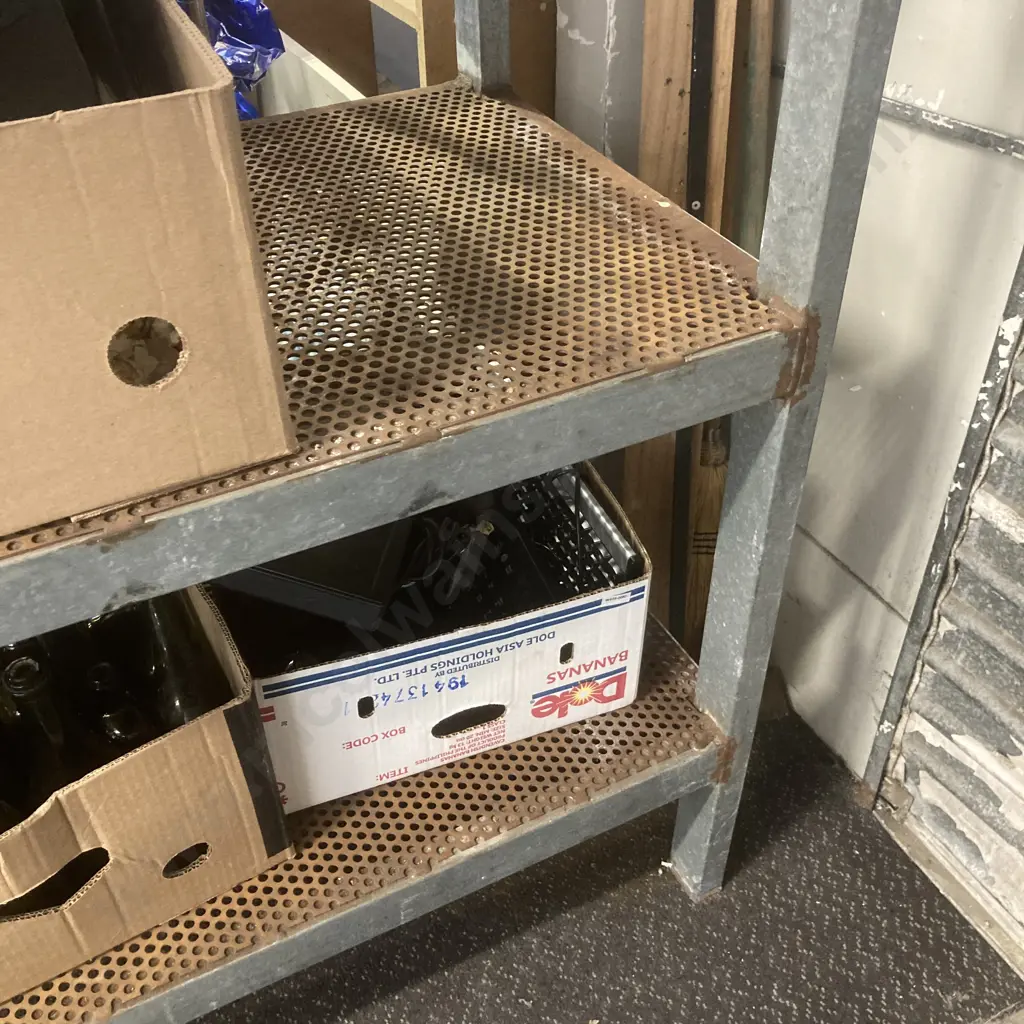 Heavy Duty Steel Shelf Unit, 4 Punched Plate Steel Shelves, H220 W320 D61cm Image 1++