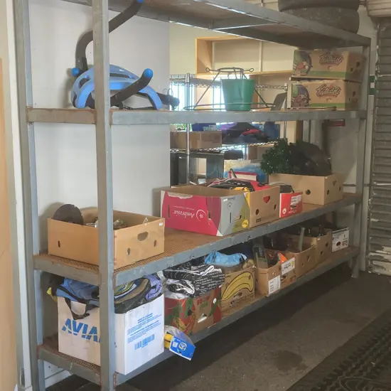 Heavy Duty Steel Shelf Unit, 4 Punched Plate Steel Shelves, H220 W320 D61cm