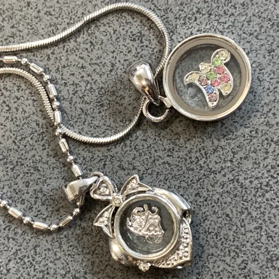 Silver Coloured Necklaces x2
