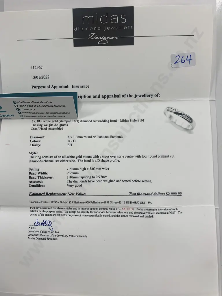 18ct White gold Diamond Wedding Band. Valuation $2000 Image 1++
