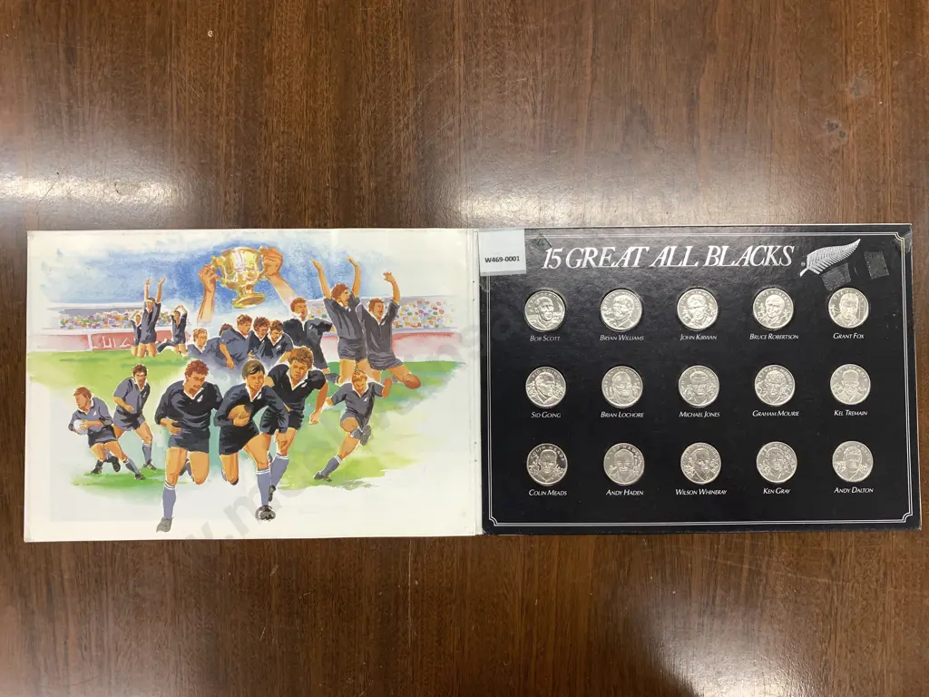 Vintage 1989 15 Great All Blacks Medal Collection Complete In Album Image 1++