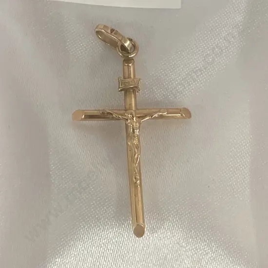 Rose Gold Crucifix Pendant Stamped 9K