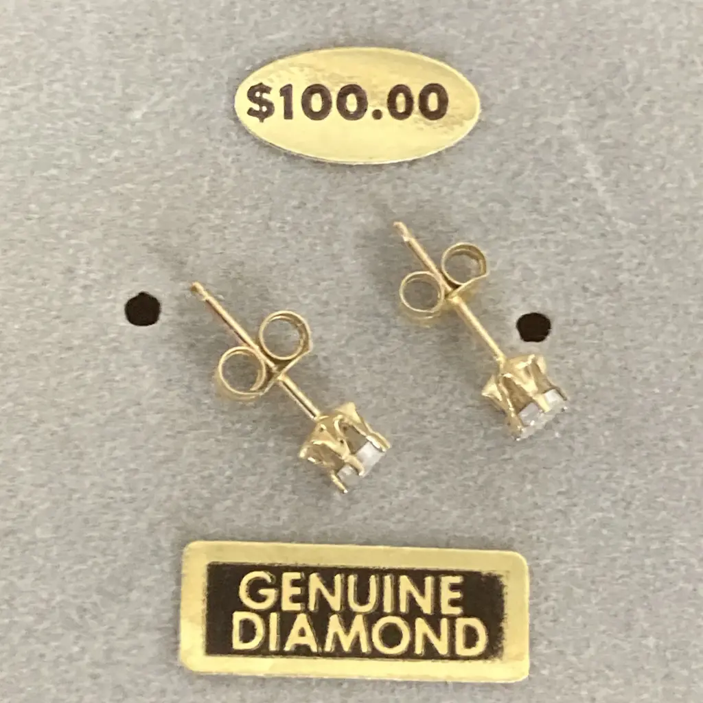 Pair of 14KT Diamond Stud Earrings In Case Image 1++