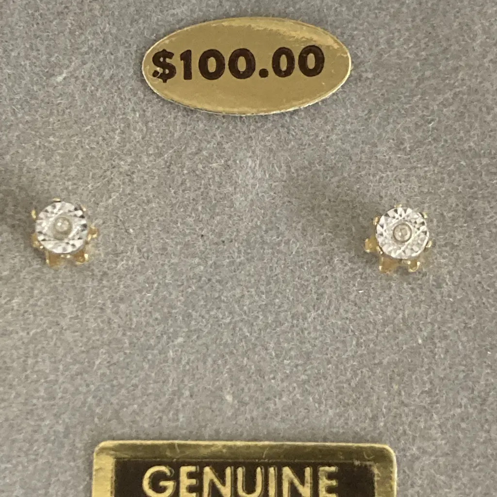 Pair of 14KT Diamond Stud Earrings In Case Image 1++