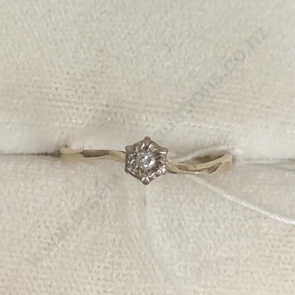 Gold & Diamond Engagement Ring Stamped 9ct Image 1++