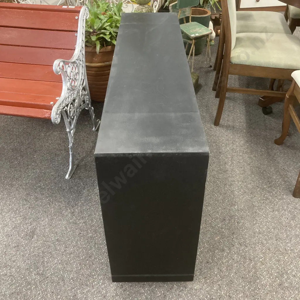 Black Bookcase On Wheels, H65 W122 D30cm Image 1++