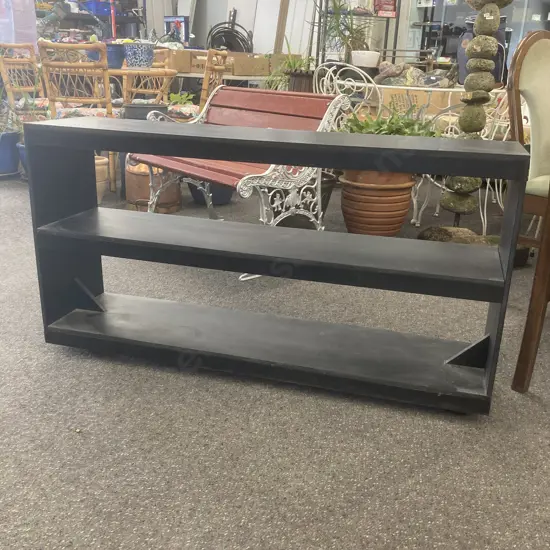 Black Bookcase On Wheels, H65 W122 D30cm