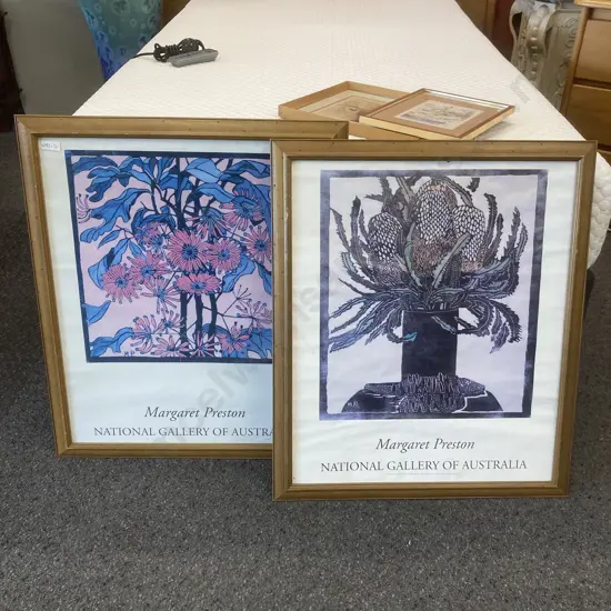 Pair of Margaret Preston National Gallery Of Australia Banksia & Wheelflower Prints, Framed, 67 x 57cm