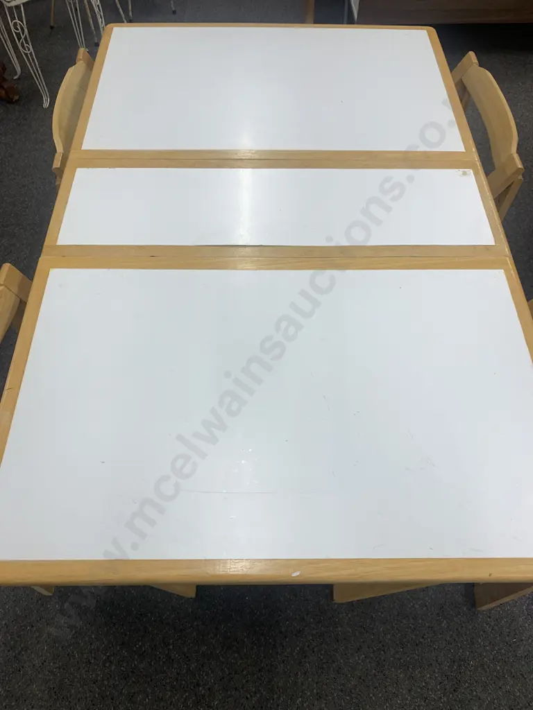 Folding Table Set Drop Leaf With Four Chairs On Castors White With Wood Detail Image 1++