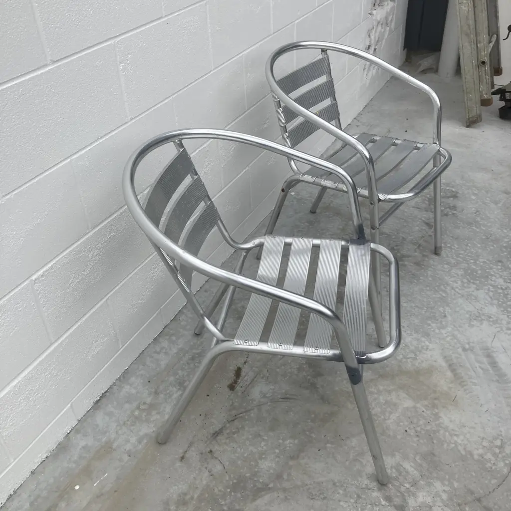 Pair of Alumnium Stacker Chairs Image 1++