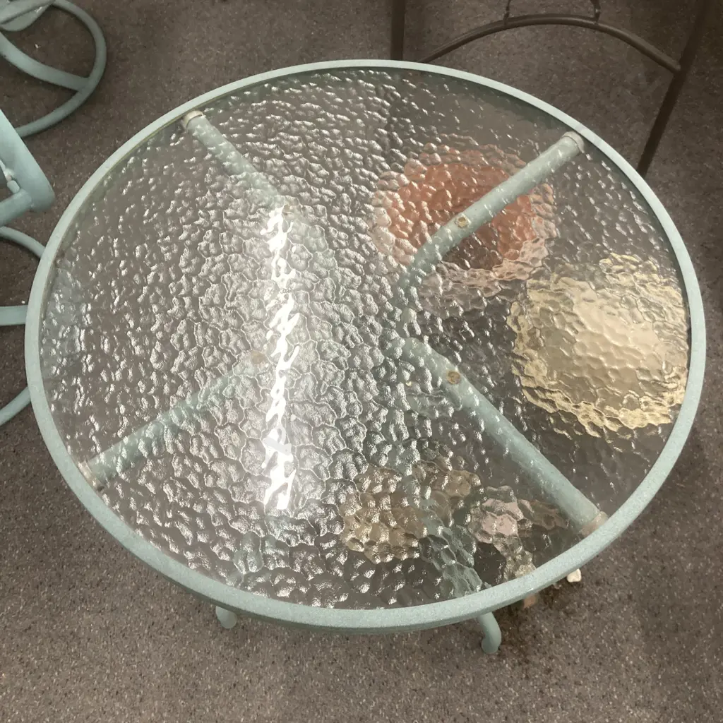 Outdoor Round Glass Topped Occasional Table, 70 x 70cm Image 1++