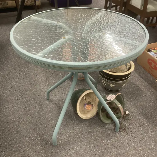 Outdoor Round Glass Topped Occasional Table, 70 x 70cm